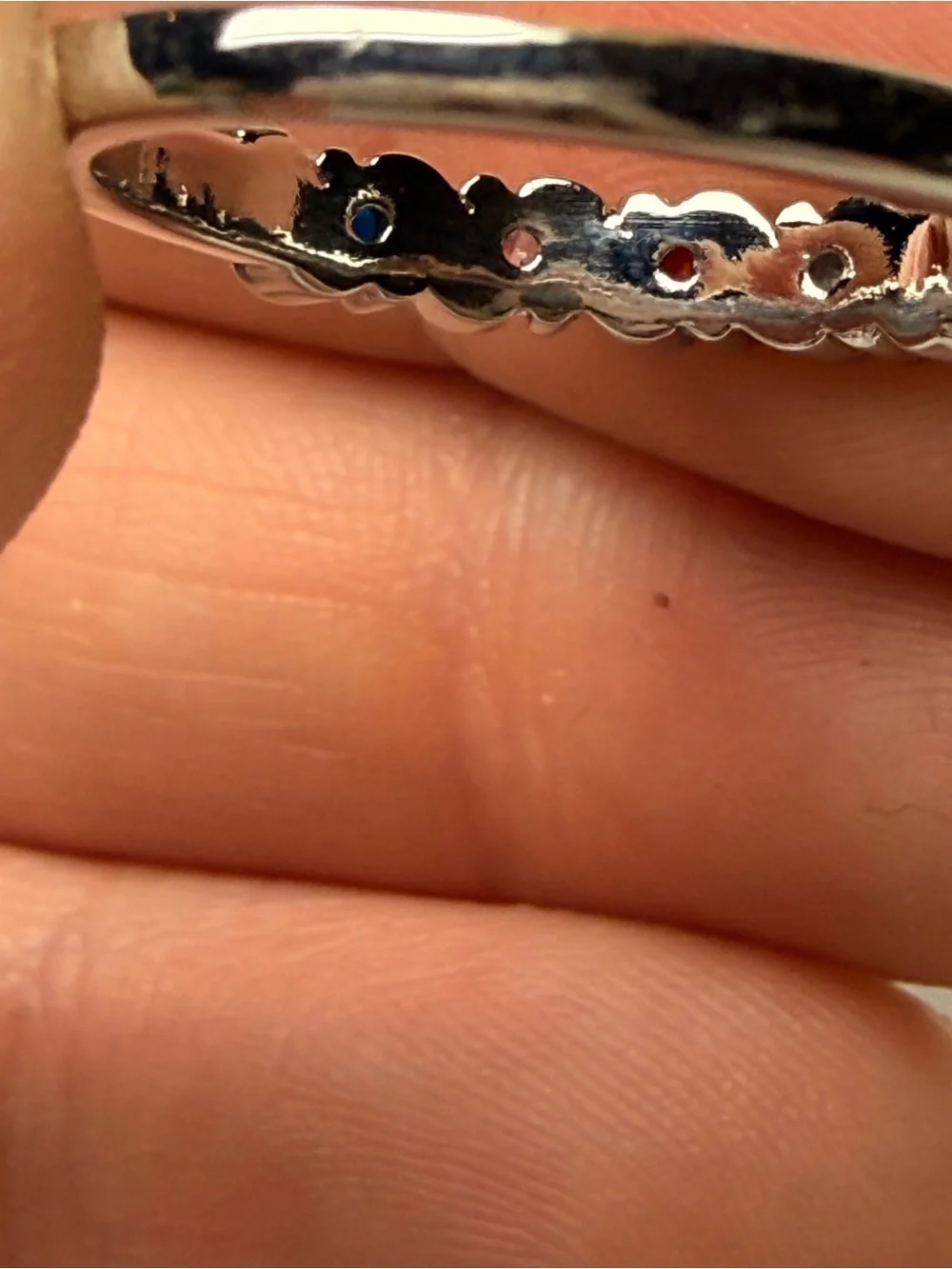 Sterling Silver Mothers Ring Birthstone Rhinestone Silver Tone